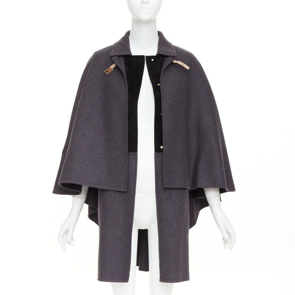 Valentino Leather Cape Sleeve Layered Coat